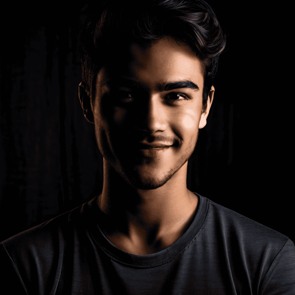 자신감에 입꼬리를 올린 사람 뒤로, 그가 눈치채지 못한 어둠의 위협이 다가오고 있는 장면이다.